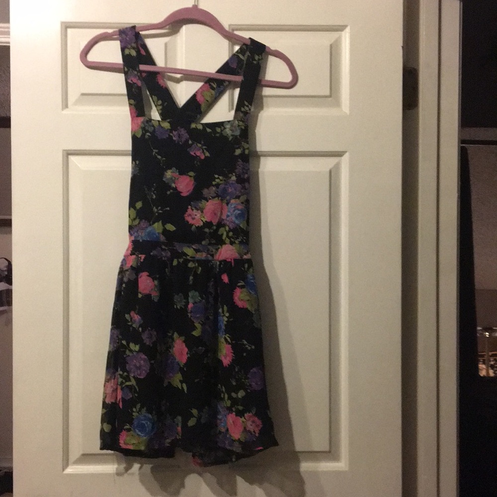 Floral dress with cross back